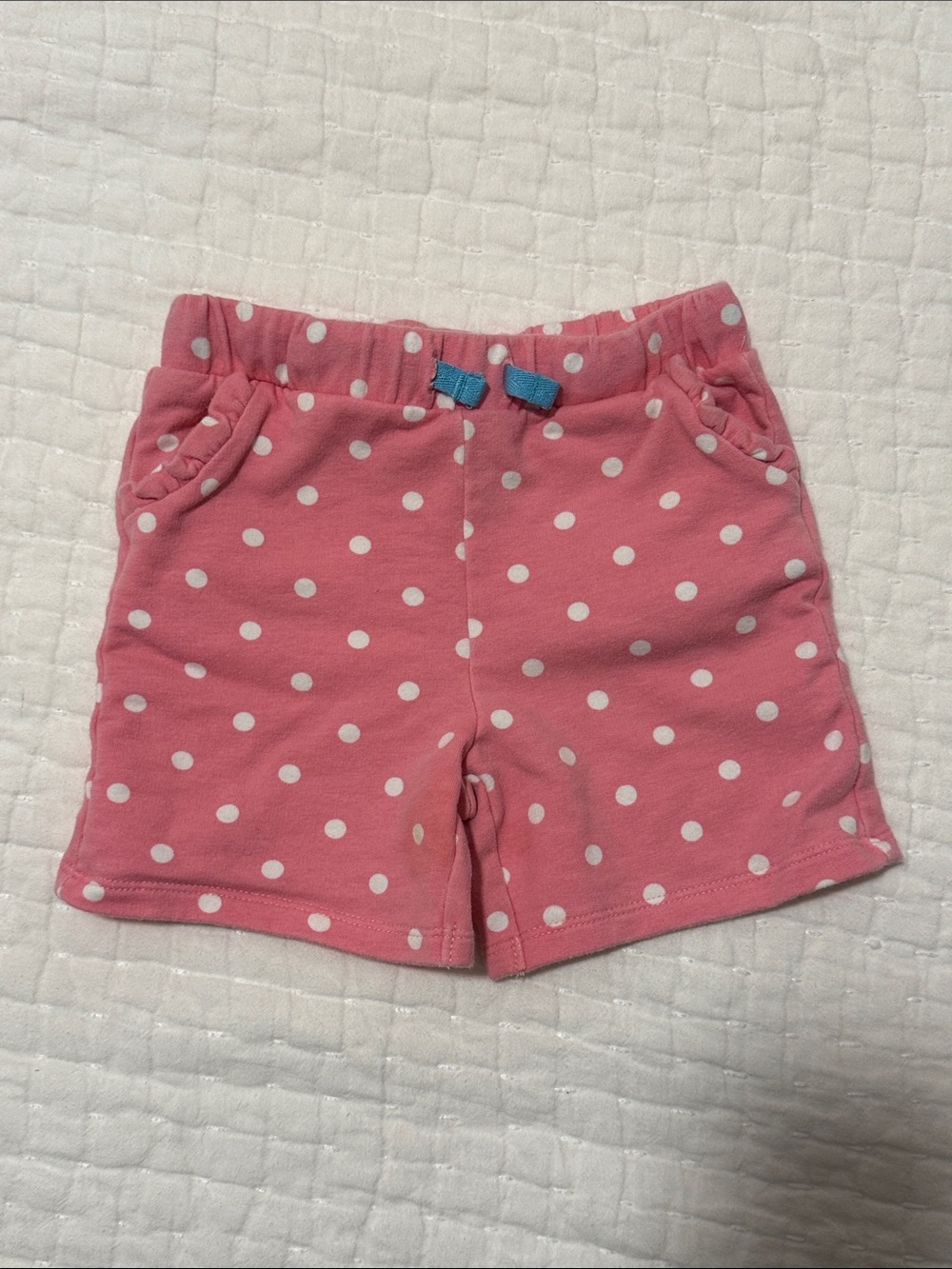 Baby Boden Pink Polka Dot Shorts with Strawberry patch on back 18-24months